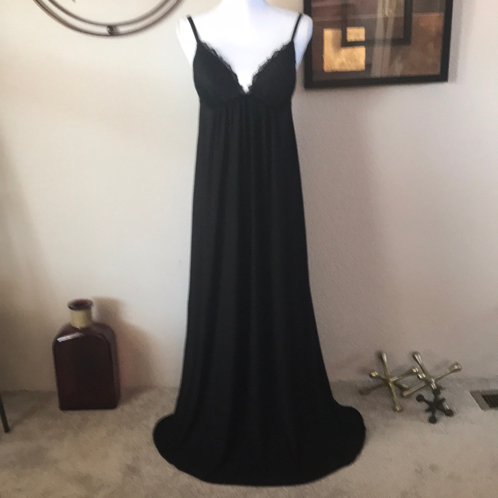 Full Sweep Lace Sexy Maxi Long Black Nightgown Slip Dress Night Dress Chemise